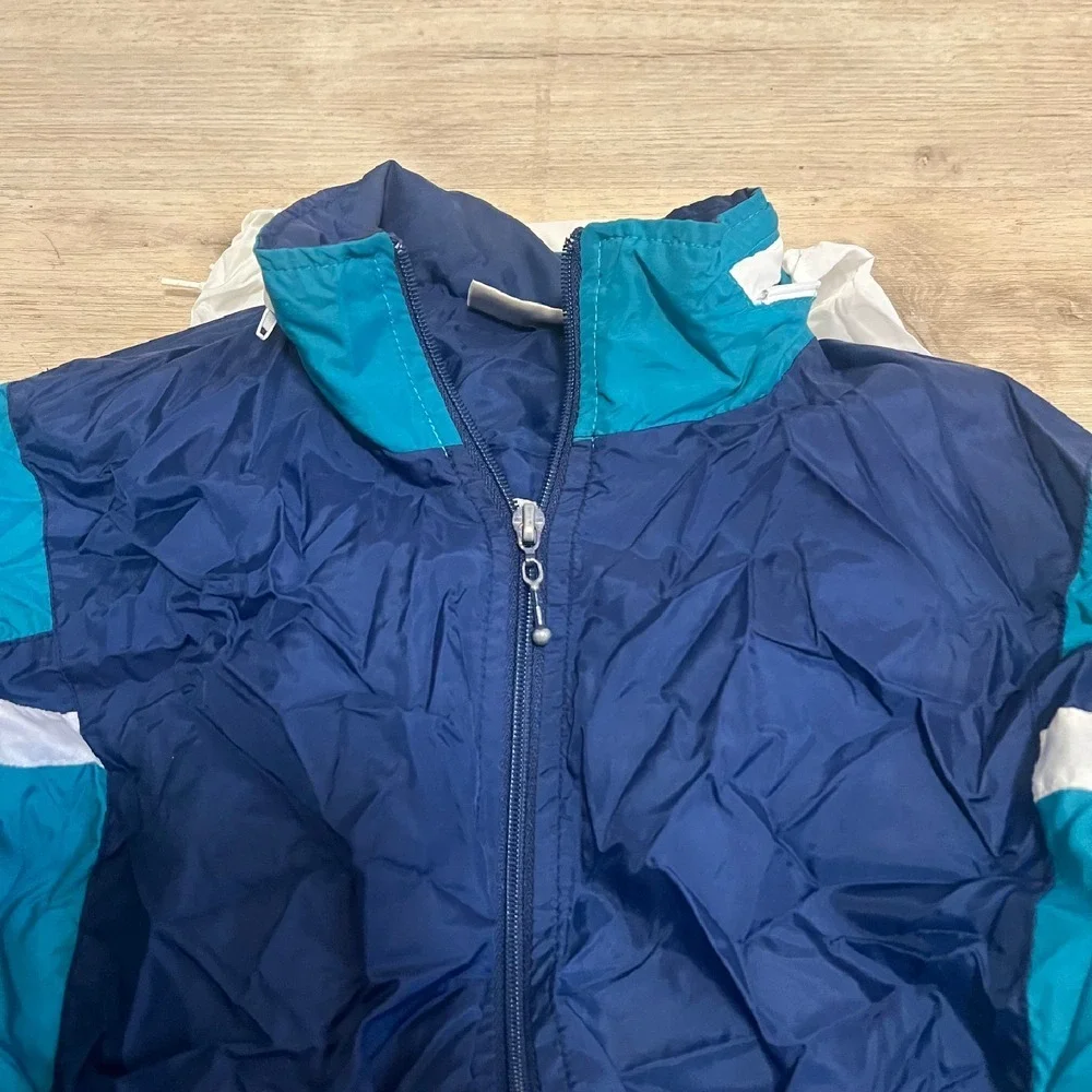 Macgregor Windbreaker Nylon Jacket With Hood Size L‎ 90s Vtg Blue Mens Golf